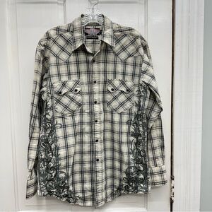 Panhandle Slim Brooks & Dunn western wear pearl long‎ sleeve shirt men's medium.